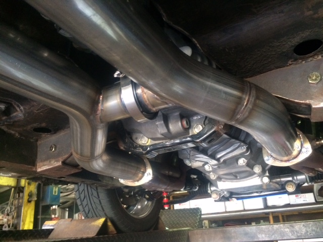 Stainless dual exhaust with v-band connections and Flowmaster mufflers